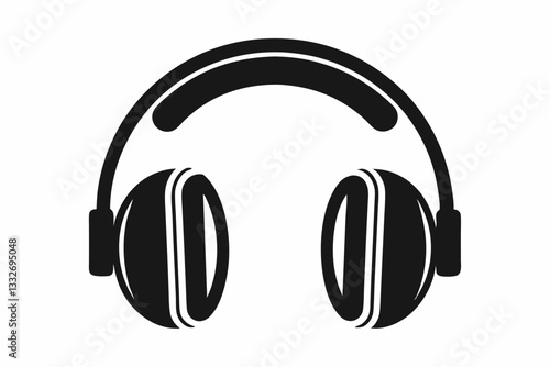 headphone line art silhouette vector illustration