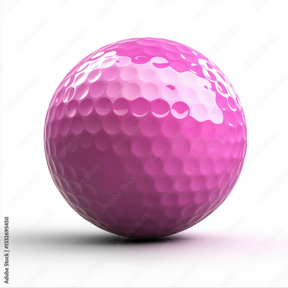 pink golf ball with a glossy, dimpled surface sits against a clean white background. Its bold color and polished texture give it a modern and stylish appeal pink golf ball with a glossy, dimpled surface sits against a clean white background. Its bold color and polished texture give it a modern and stylish appeal