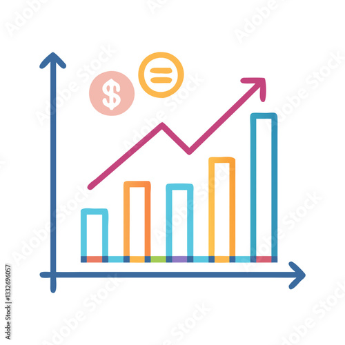bar chart growth icon, bar chart growth flat illustration - simple vector illustration of bar chart growth , perfect for icons and logos