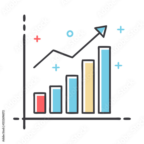 bar chart growth icon, bar chart growth flat illustration - simple vector illustration of bar chart growth , perfect for icons and logos