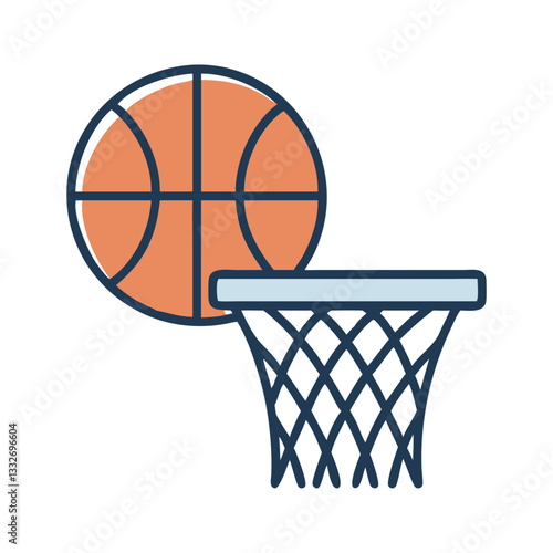 basketball and hoop icon, basketball and hoop flat illustration - simple vector illustration of basketball and hoop , perfect for icons and logos