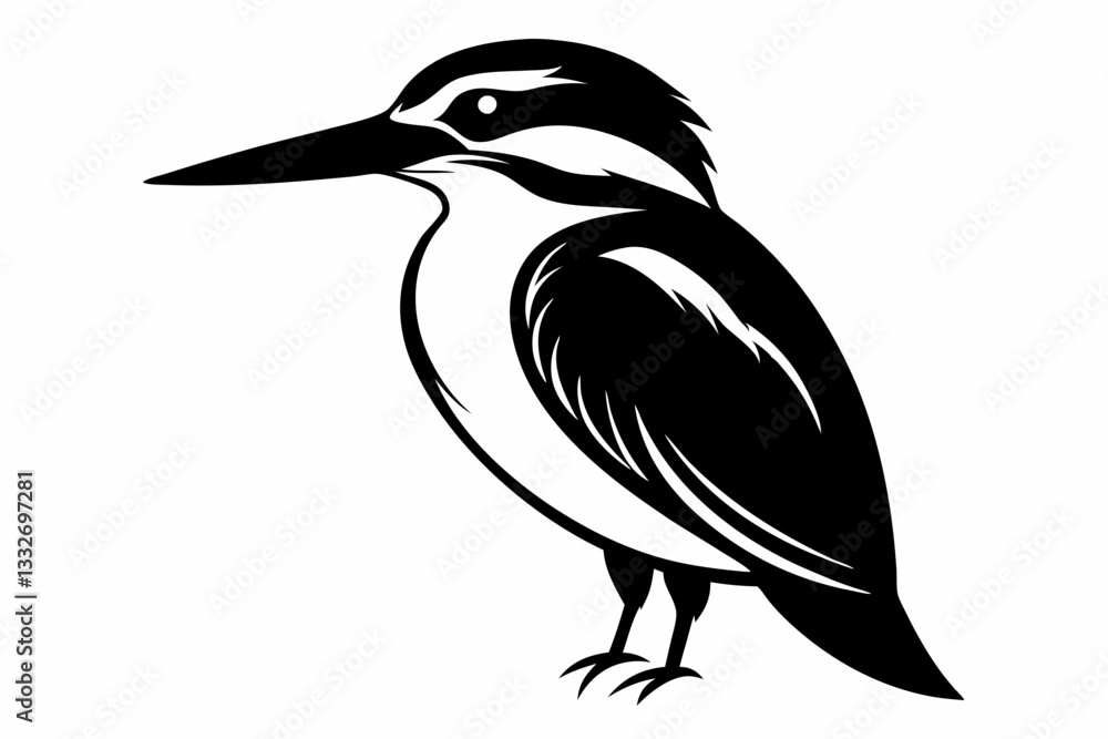 Fototapeta premium kingfisher line art silhouette vector illustration