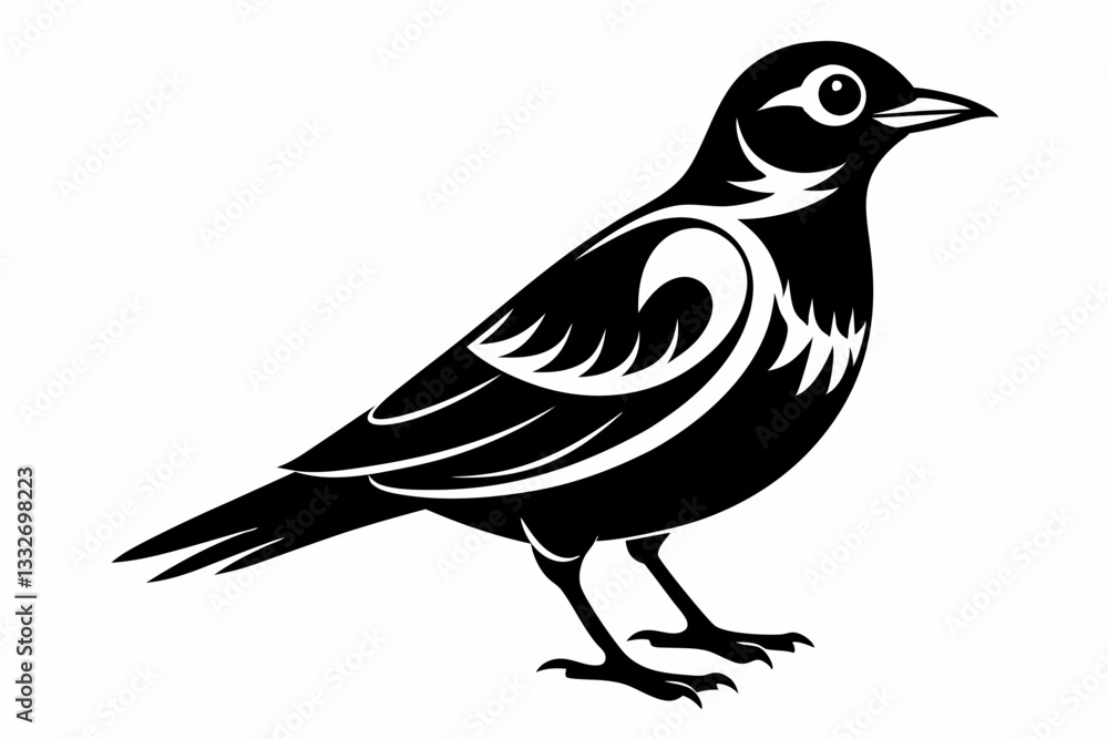 Obraz premium lark bird line art silhouette vector illustration
