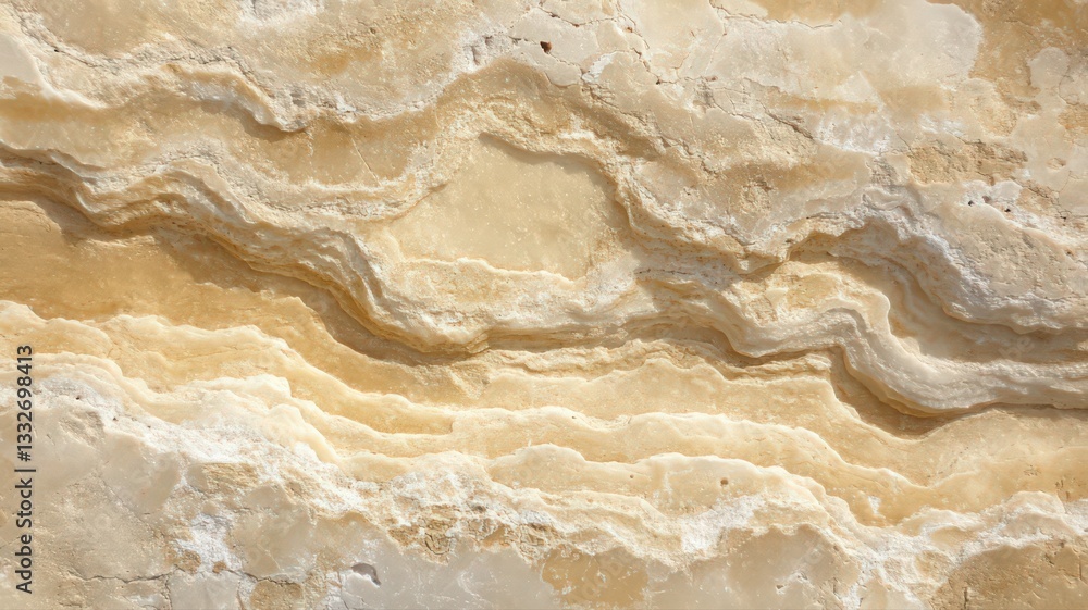 Fototapeta premium Beige And Cream Marble Texture With Wavy Lines And Subtle Glitter