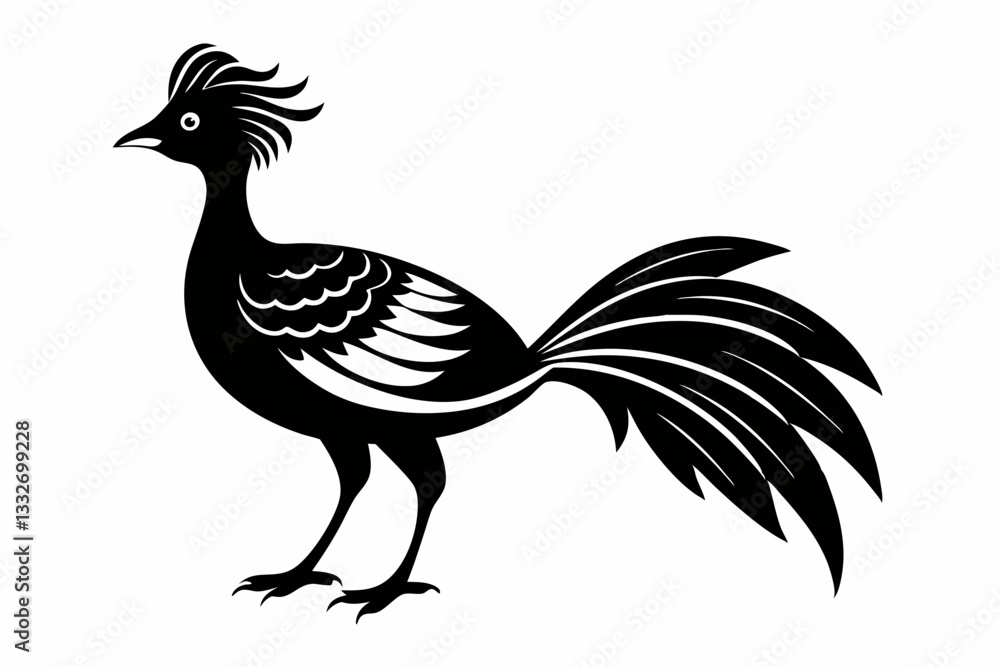 Fototapeta premium lyrebird line art silhouette vector illustration