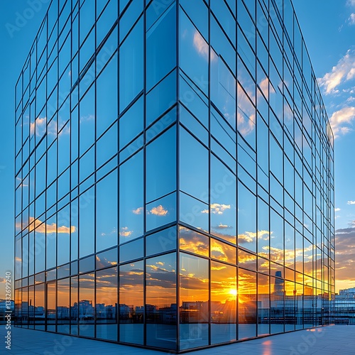 Office building with stylish glass facade high resolution hd picture