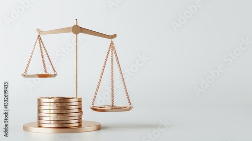 Wallpaper Mural A 3D financial balance scale with coins and assets represents wealth distribution and management. Clear and precise composition with sharp focus. Torontodigital.ca