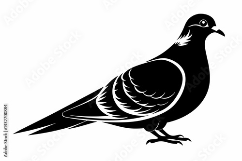 mourning dove line art silhouette vector illustration