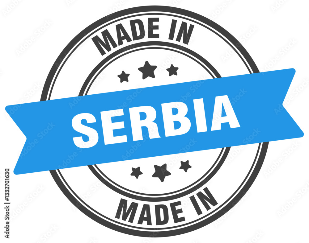 Made in Serbia round sign. Made in Serbia stamp. Made in Serbia round sign. Made in Serbia stamp.