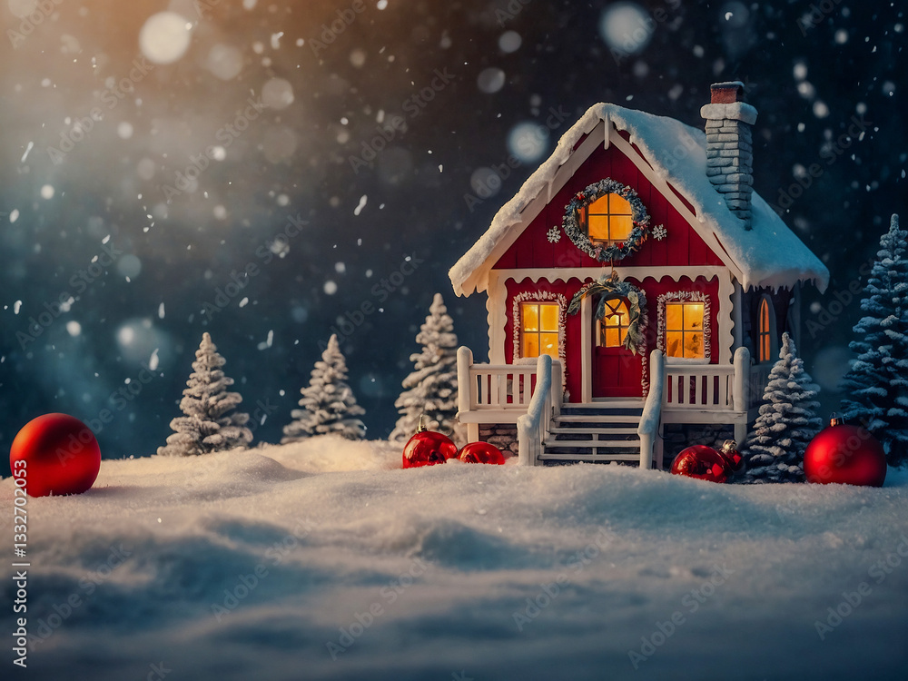 Fototapeta premium Christmas background with New Year promotional graphics.