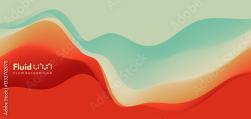 3D abstract wavy background with beautiful gradient colour transition. Dynamic wave. Vector illustration for banner, flyer, brochure, booklet, presentation or website design.