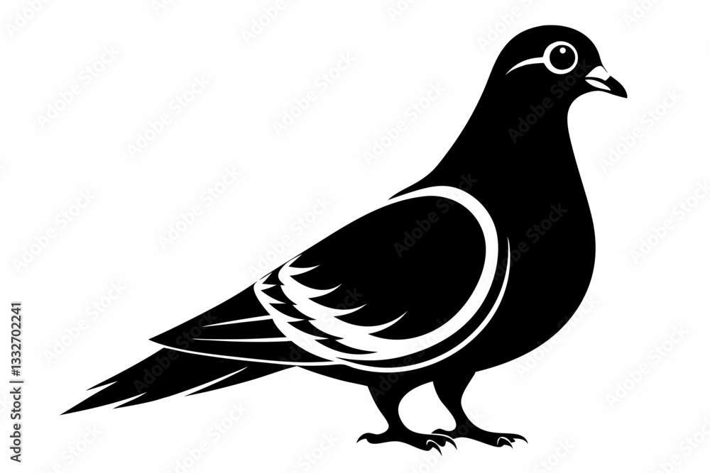 rock pigeon line art silhouette vector illustration rock pigeon line art silhouette vector illustration