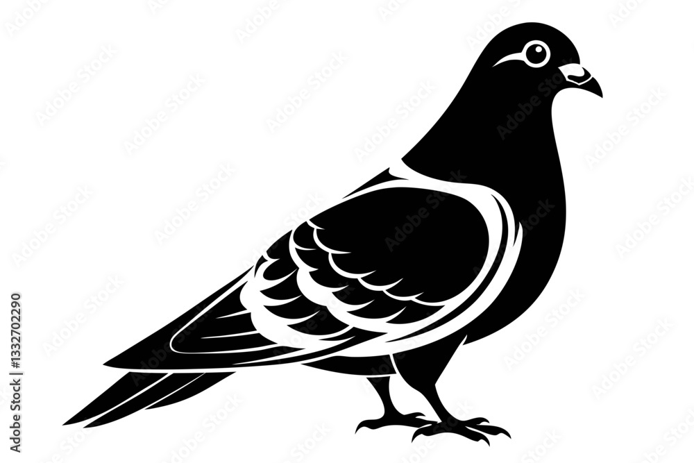 Fototapeta premium rock pigeon line art silhouette vector illustration