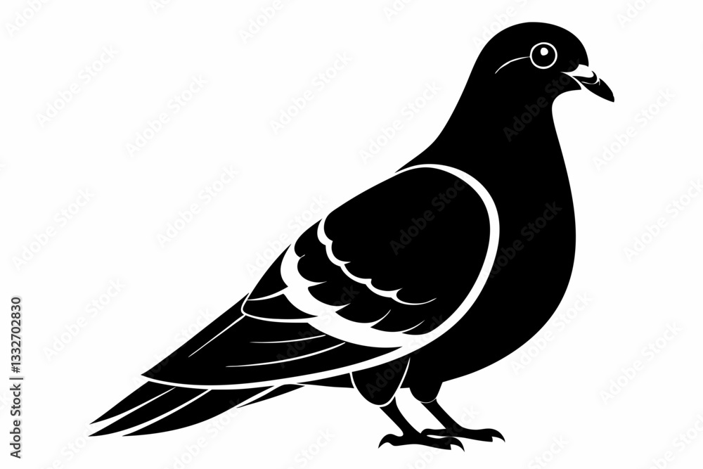 Fototapeta premium rock pigeon line art silhouette vector illustration