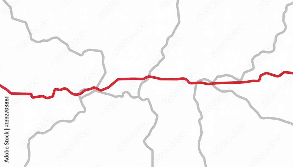 Modern flat design map with routes on white background, clarity and simplicity