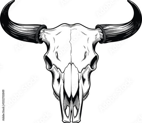 Buffalo skull - hand drawn vector illustration