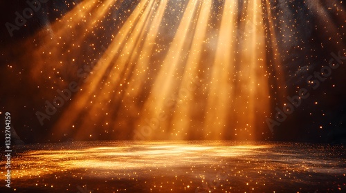 Wallpaper Mural Dramatic Spotlights and Golden Background Setting the Mood for a Stellar Performance on Stage Torontodigital.ca