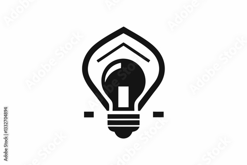 smart bulb light home logo line art silhouette vector illustration