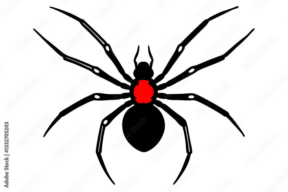 Black Widow Spider Icon – Flat Vector with Red Marking
Black Widow Spider Icon – Flat Vector with Red Marking