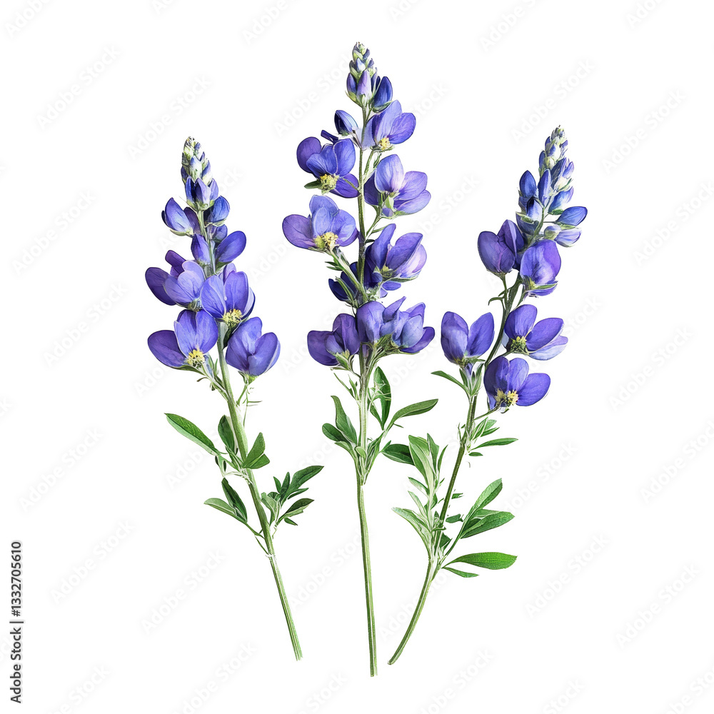 Fototapeta premium Delicate Monkshood flowers with vibrant purple petals arranged on a flat transparent background showcasing natures beauty, Monkshood flowers flattransparent background