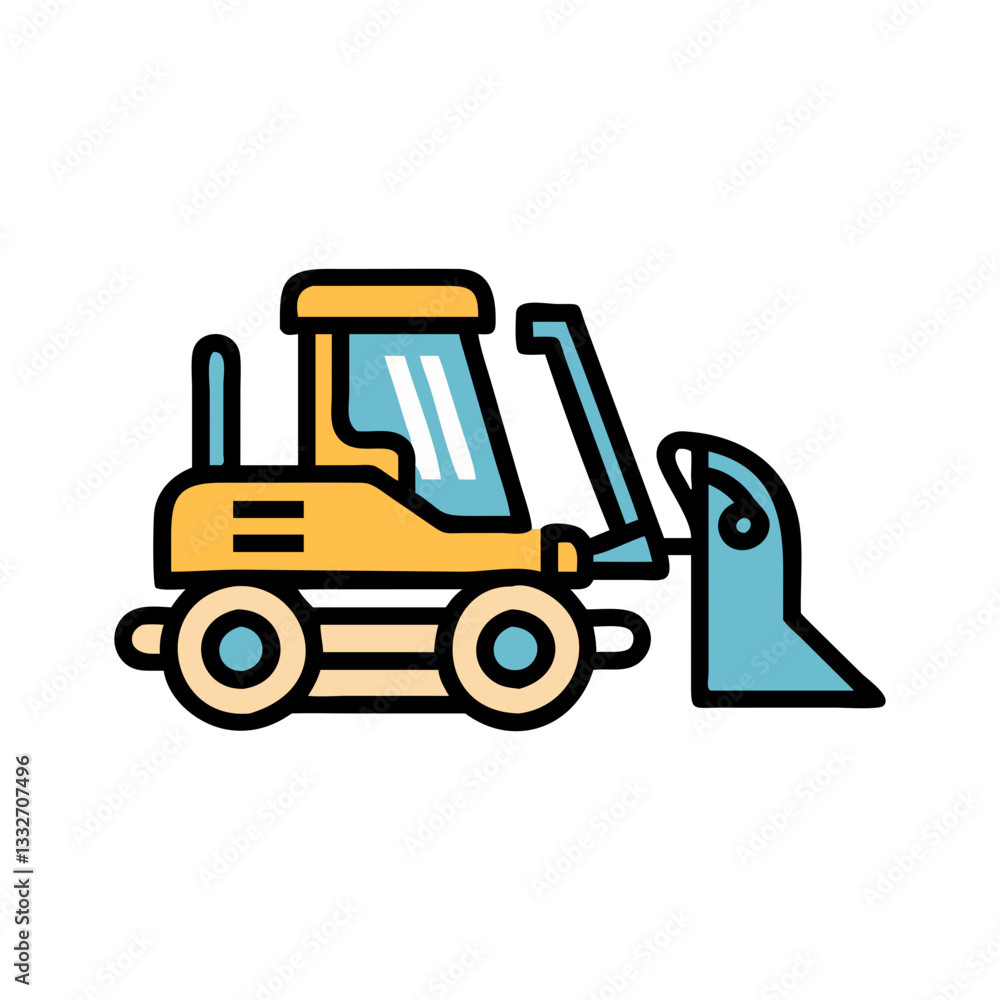 Naklejka premium bulldozer icon, bulldozer flat illustration - simple vector illustration of bulldozer , perfect for icons and logos