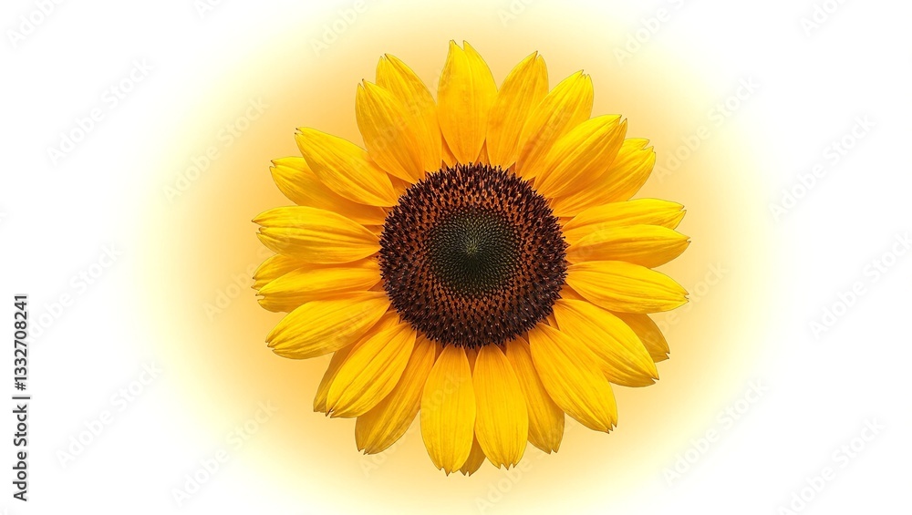 Colorful sunflower with golden petals and dark center isolated on white Colorful sunflower with golden petals and dark center isolated on white