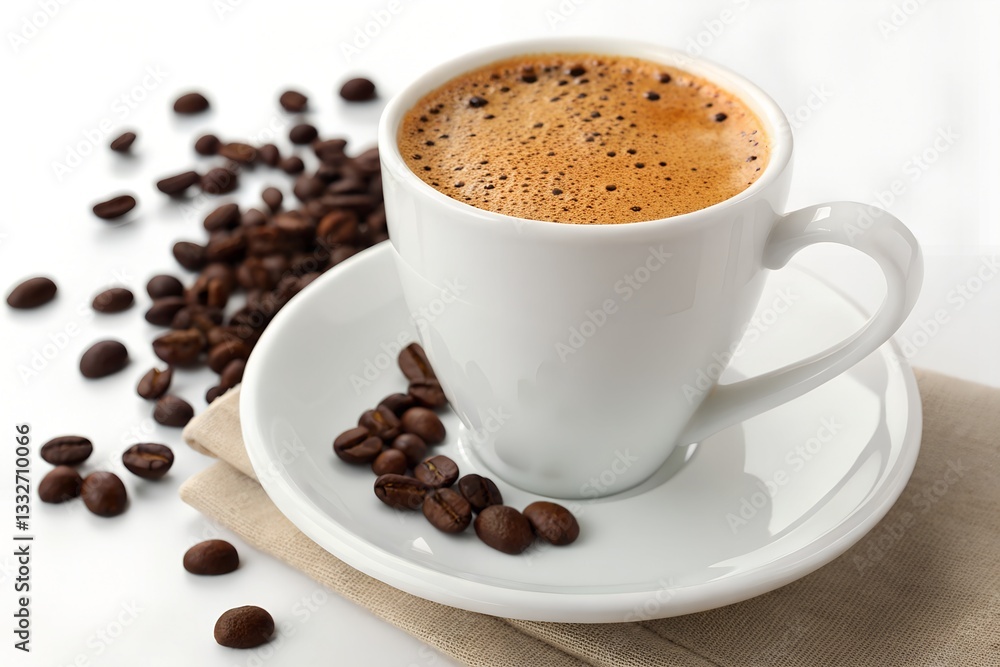Coffee cup and beans on a white background Coffee cup and beans on a white background
