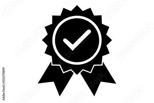 Certified Ribbon Icon – Flat Approved Badge with Checkmark Vector

