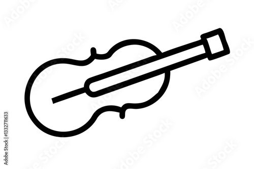 Line Art Classical Violin Icon – String Musical Instrument Vector SVG

