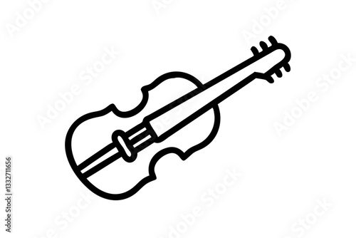 Line Art Classical Violin Icon – String Musical Instrument Vector SVG

