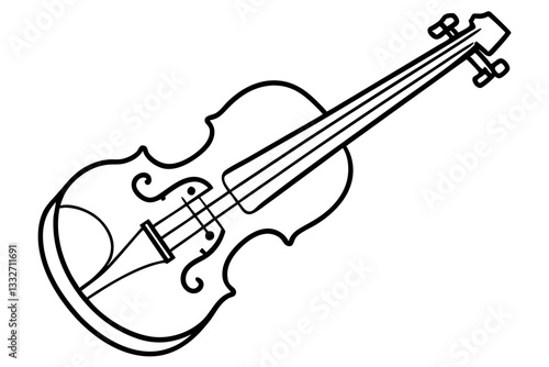 Line Art Classical Violin Icon – String Musical Instrument Vector SVG

