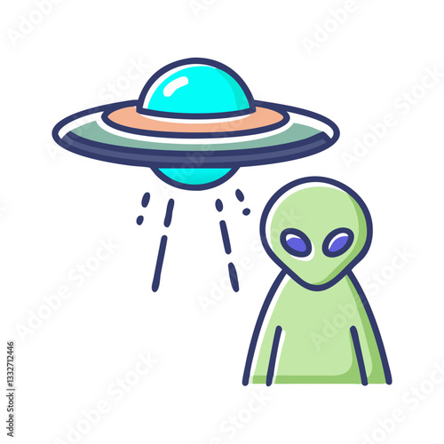 alien life ufos icon, alien life ufos flat illustration - simple vector illustration of alien life ufos , perfect for icons and logos