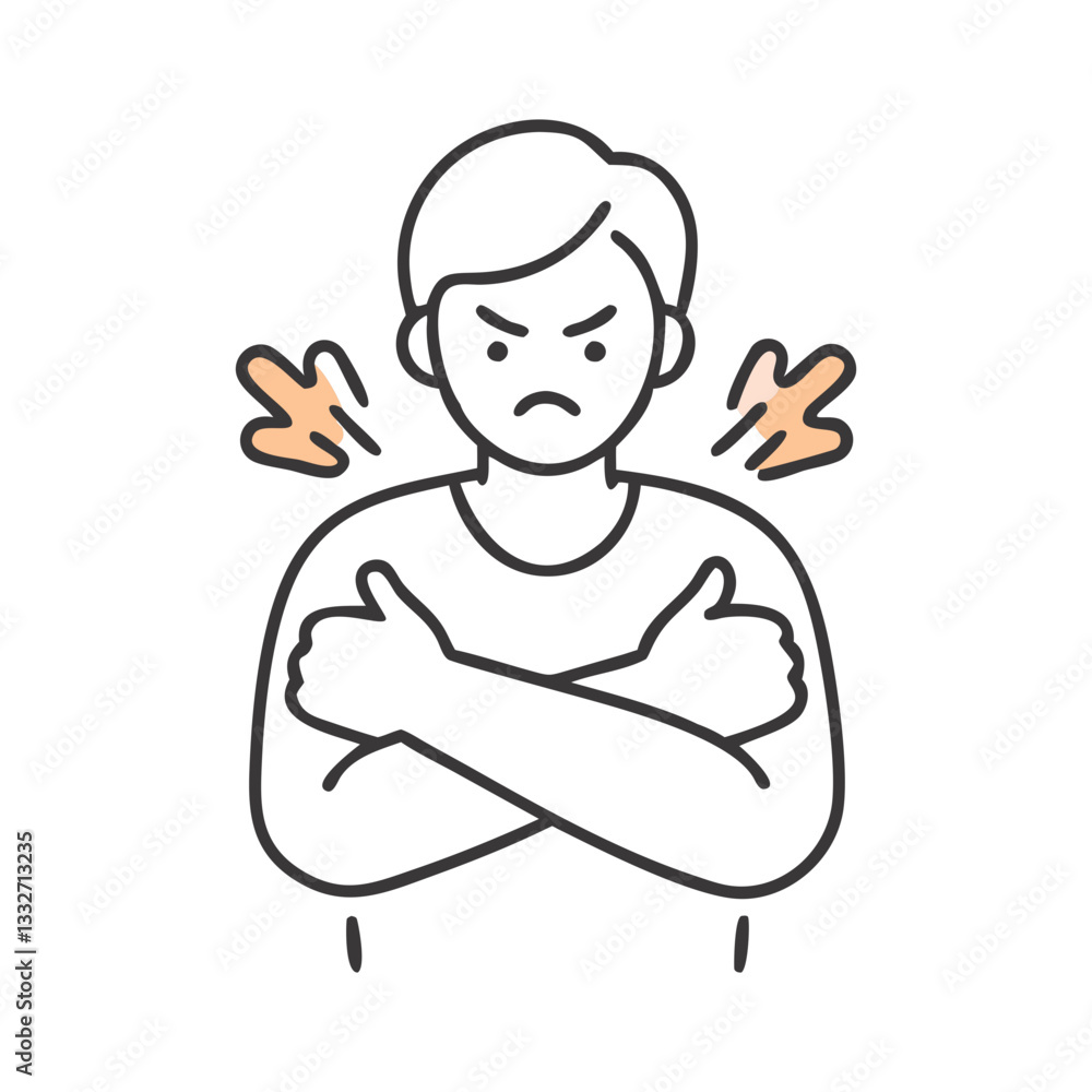 angry person with crossed arms icon, angry person with crossed arms flat illustration - simple vector illustration of angry person with crossed arms , perfect for icons and logos angry person with crossed arms icon, angry person with crossed arms flat illustration - simple vector illustration of angry person with crossed arms , perfect for icons and logos