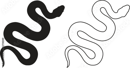 snake icon in flat, line set. isolated on transparent background