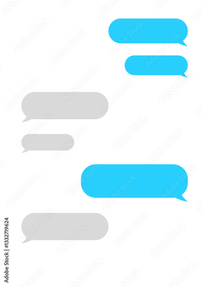 Message bubbles template for creating dialogues on white background. Text template bubbles. Mockup Web messenger interface. Message bubbles template for creating dialogues on white background. Text template bubbles. Mockup Web messenger interface.