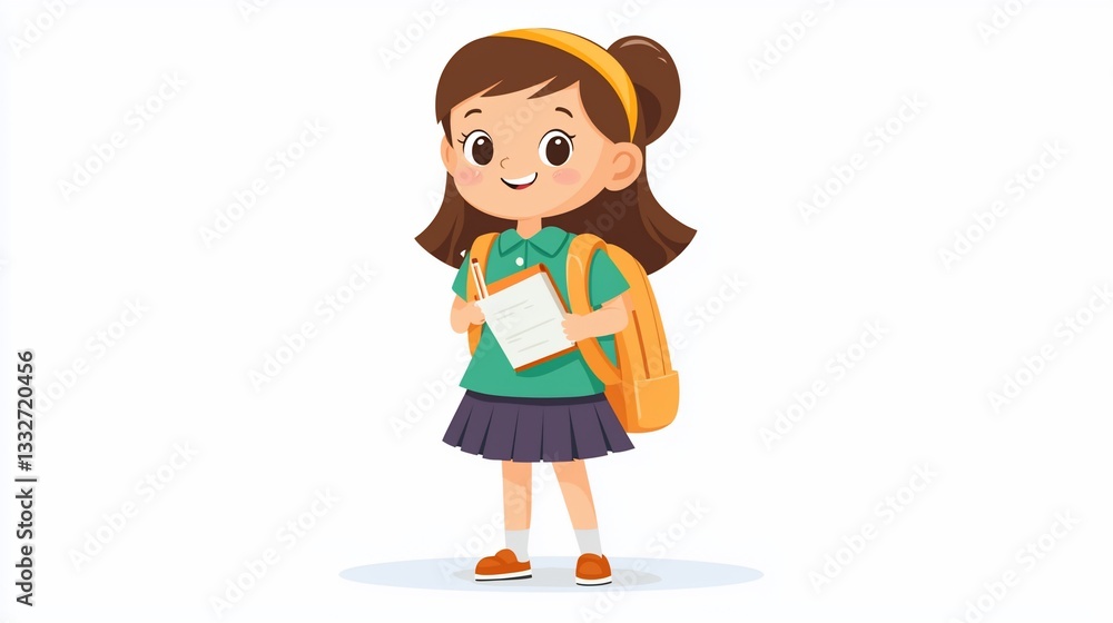 Smiling Girl with School Supplies Smiling Girl with School Supplies