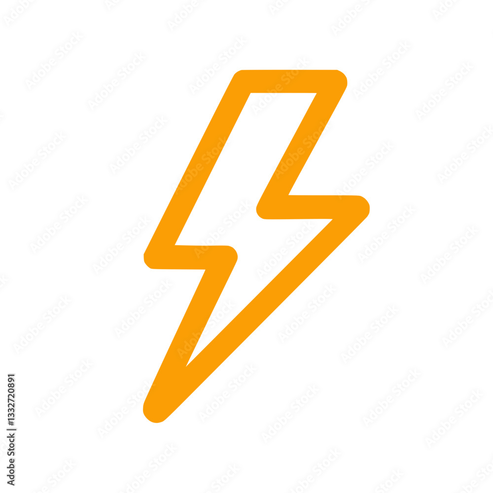 Outline icon of a lightning bolt on transparent background Outline icon of a lightning bolt on transparent background