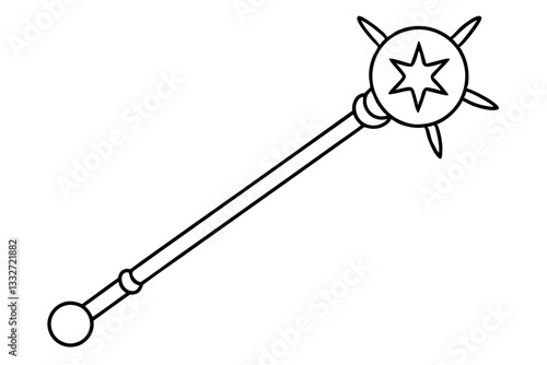 "Magic Wand Scepter with Orb Flat Vector Icon for Web and Design"

