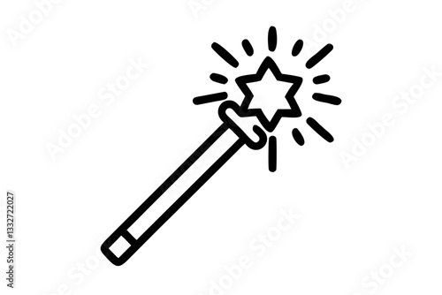 "Magic Wand Scepter with Orb Flat Vector Icon for Web and Design"

