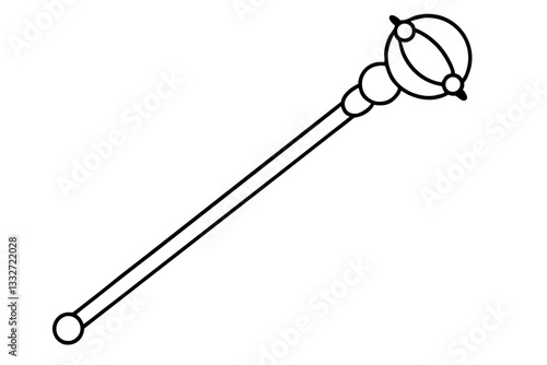 "Magic Wand Scepter with Orb Flat Vector Icon for Web and Design"

