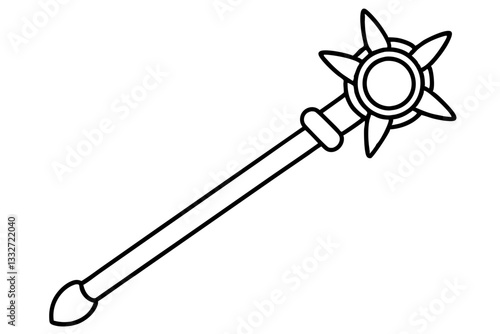 "Magic Wand Scepter with Orb Flat Vector Icon for Web and Design"


