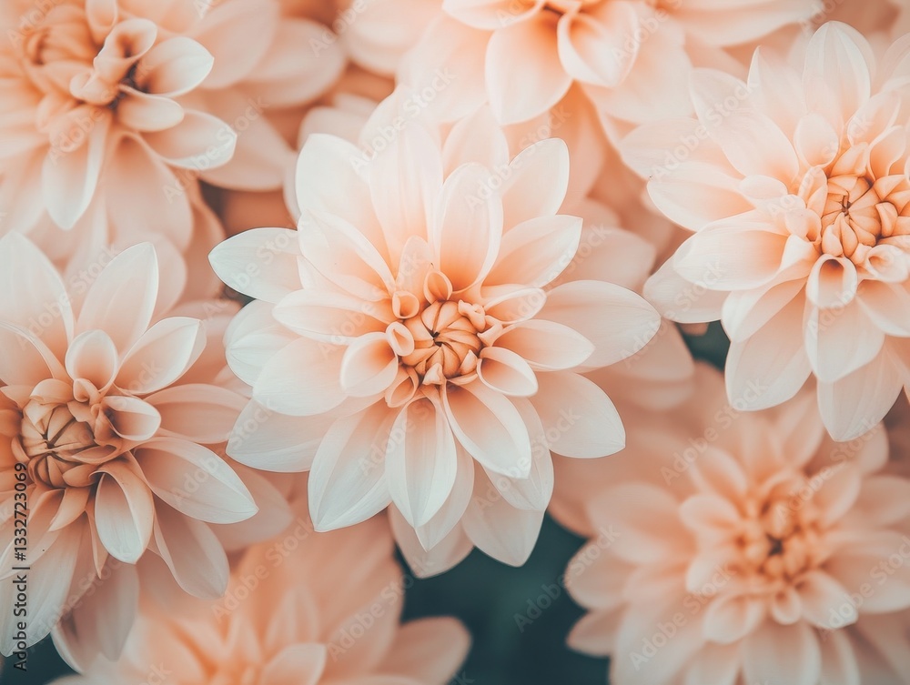 Fototapeta premium Soft Peach Dahlia Flowers with Delicate Petals Displaying Natural Beauty and Grace in a Floral Arrangement