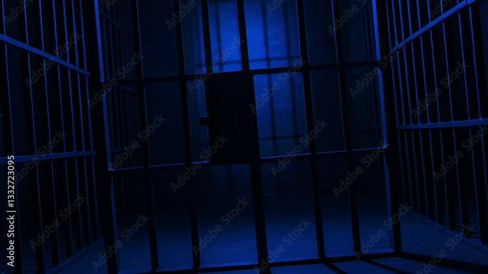 Prison Cell Bars Casting Shadows: Symbolizing Confinement and Loss of Freedom