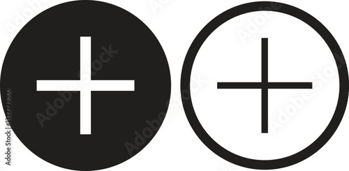 Pluss circle icon in flat line set Mathematical symbols. isolated on transparent background