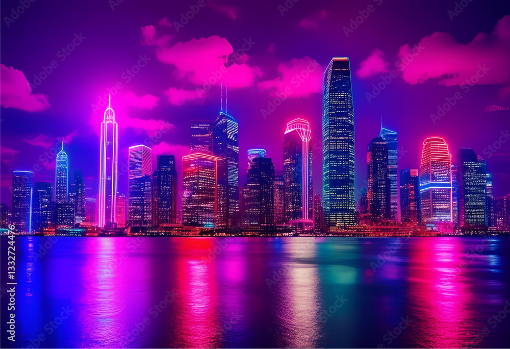 Fototapeta premium Neon Night City