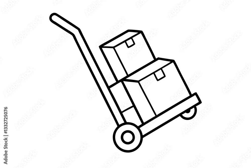 Moving Hand Truck Icon, Dolly with Boxes Flat Vector, Warehouse Transportation Illustration, Moving Cart with Packages, Logistics Equipment SVG Moving Hand Truck Icon, Dolly with Boxes Flat Vector, Warehouse Transportation Illustration, Moving Cart with Packages, Logistics Equipment SVG