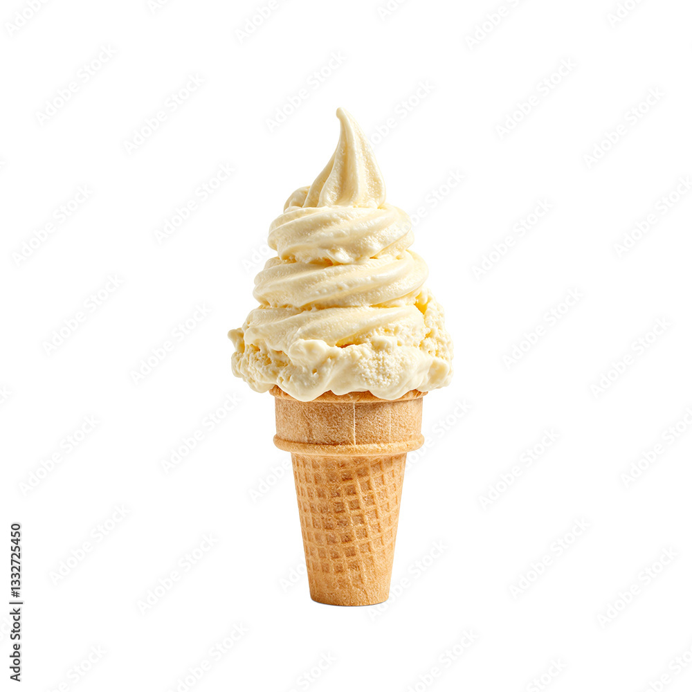 Indulge in a creamy vanilla ice cream scoop with a velvety texture and a soft swirl presented in a classic cone Soothingly simple and deliciously tempting Indulge in a creamy vanilla ice cream scoop with a velvety texture and a soft swirl presented in a classic cone Soothingly simple and deliciously tempting