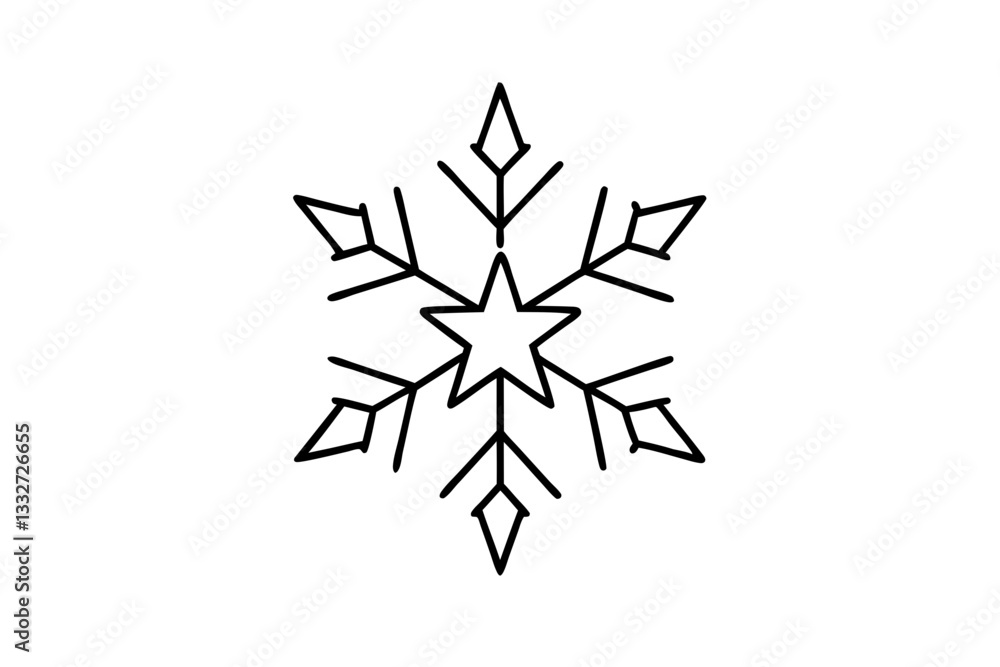 Perfect Winter Snowflake with Star Line Art Icon
Perfect Winter Snowflake with Star Line Art Icon