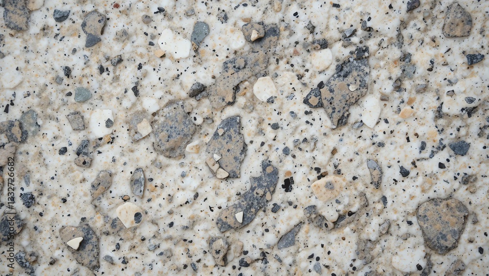 Close-up view of textured concrete surface showcasing various stones and speckles, perfect for industrial or architectural designs. Close-up view of textured concrete surface showcasing various stones and speckles, perfect for industrial or architectural designs.