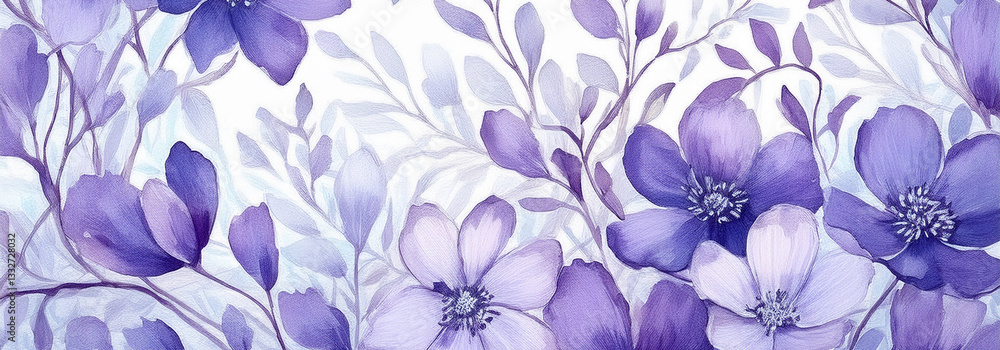 Obraz premium Simple watercolor floral abstract background, natural, spring themed print.
